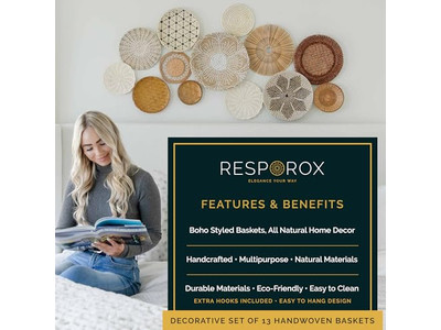 Böhmische Küchenwanddekor Moderner Südwesten Set von 12 Korb