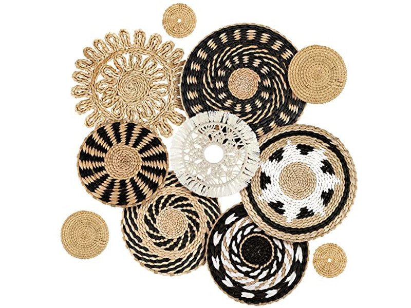 Boho Gewebte Korb Wanddekor Dekorative Flache Körbe Handgewebt Groß