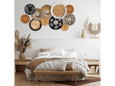 Boho Raumdekor Wohnwand für Schlafzimmer Bunt Küstennah