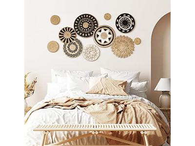 Boho Gewebte Korb Wanddekor Dekorative Flache Körbe Handgewebt Groß