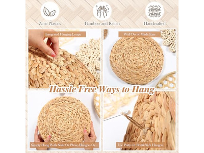 Küstenwanddekor für Zuhause Rustikale Freigabe Korbweide Dekorationen Bambus