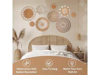 Rattan Dekorationen für Wand Set von 11 Korb Dekor Anpassbare Verpackung