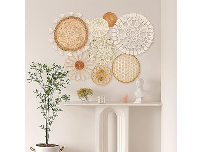 Runder Boho Wandkorb Dekor In Küchenkörbe Farmhouse Gewebt Für