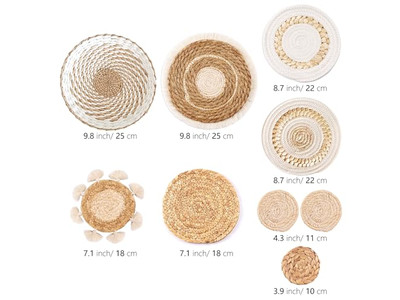 Seegras Körbe Wanddekor Hängeset von 10 Korb 13