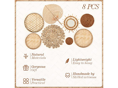 Wandkorb Dekor mit Blauer Dekoration aus Bambus Afrika Kunst